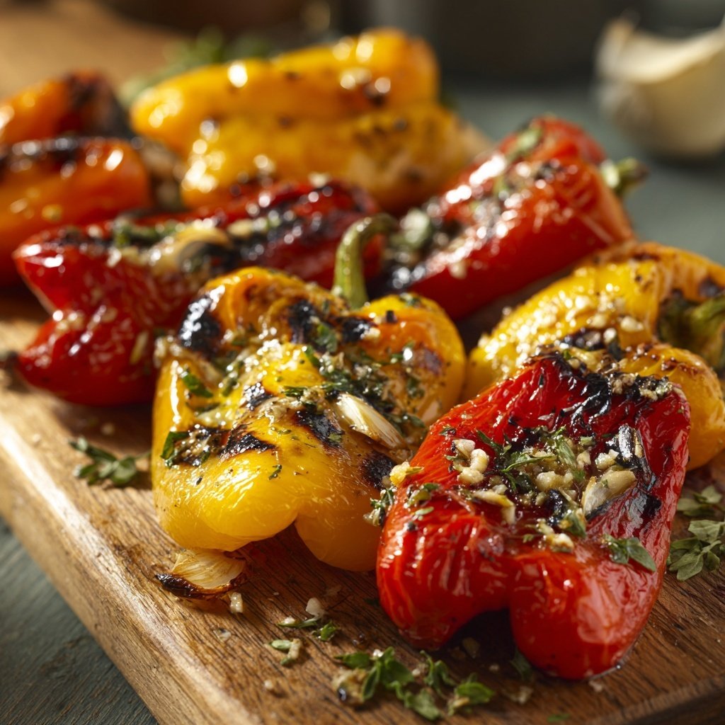 Gegrillte Paprika Mit Knoblauch