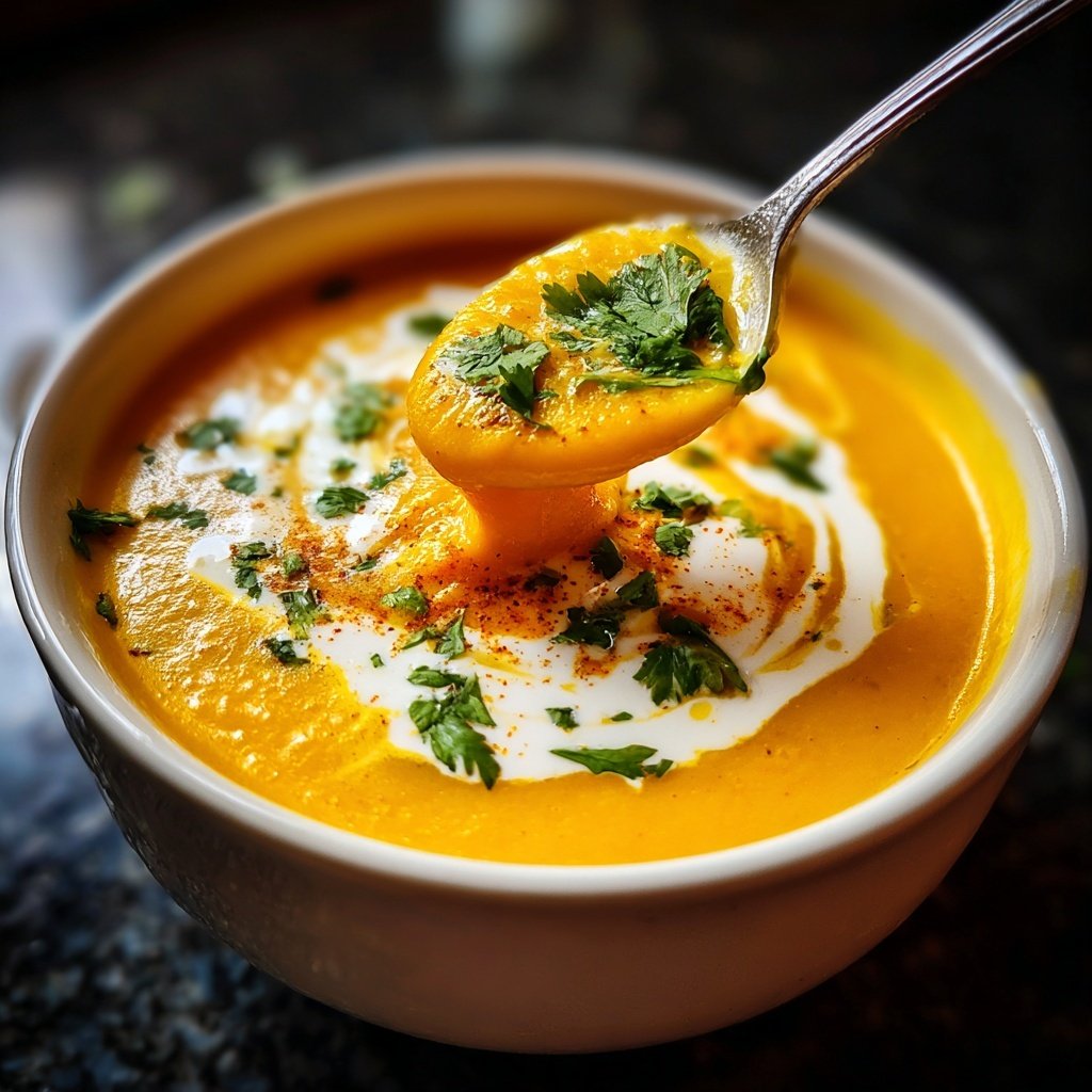 Butternut Kürbissuppe mit Ingwer und Kokos