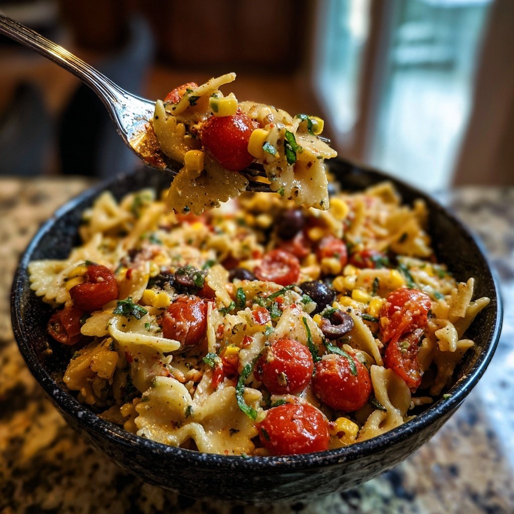 Mediterraner Nudelsalat Mit Mais