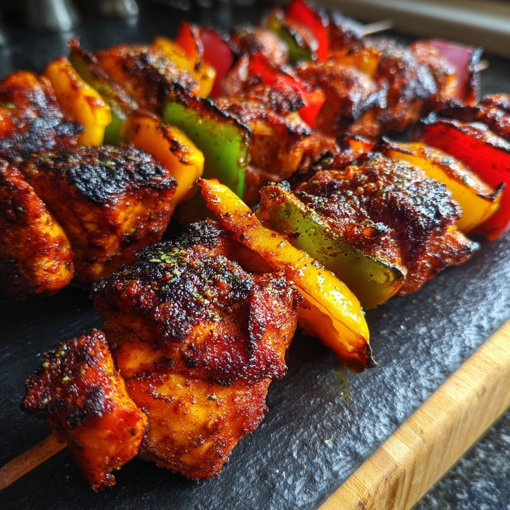 Gegrillte Hähnchenspieße