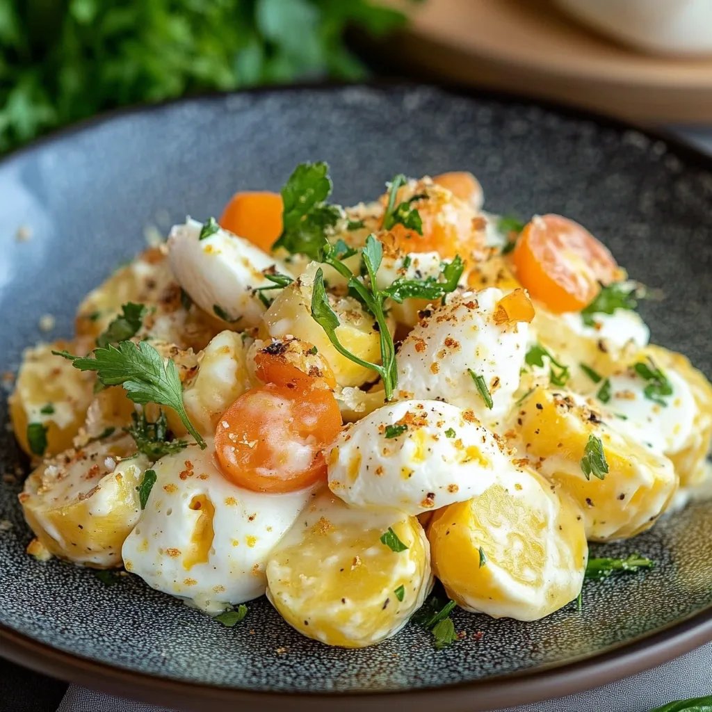 Kartoffelsalat mit Mayonnaise und Ei