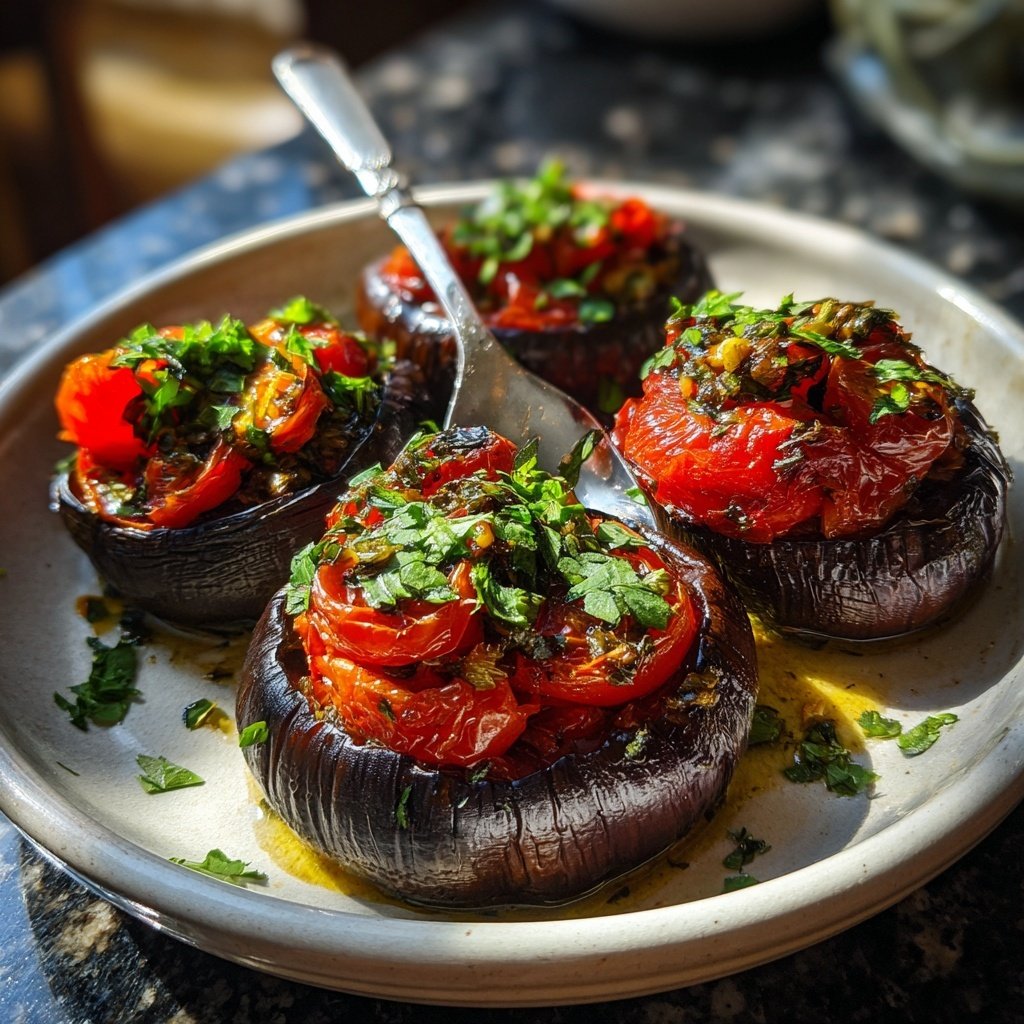 Gefüllte Auberginen mit Tomaten