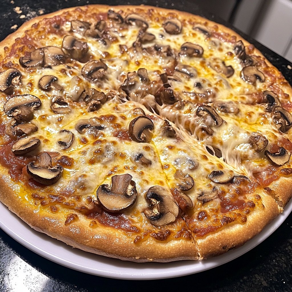 Pizza mit Pilzen und Käse