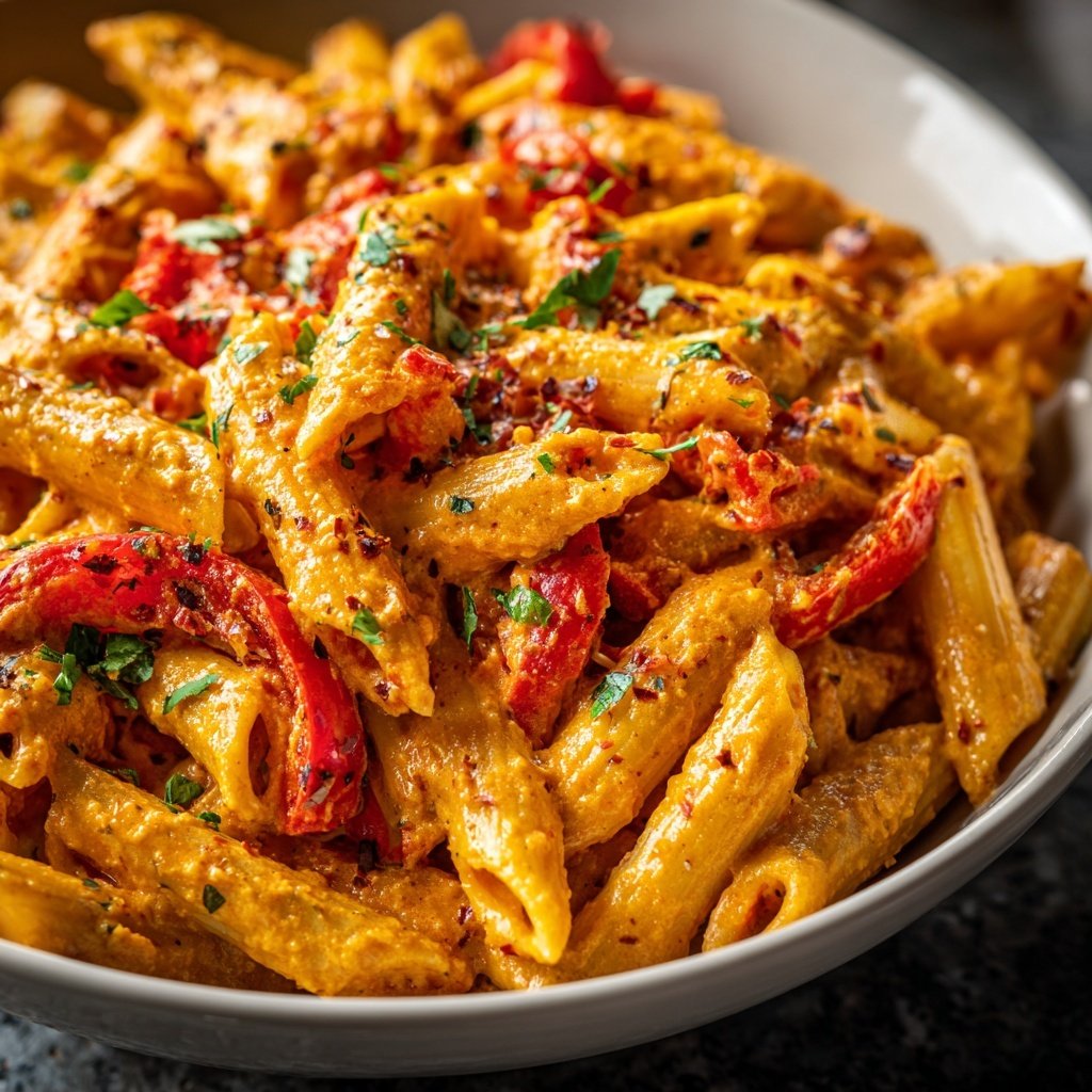Penne mit cremiger Paprikasauce
