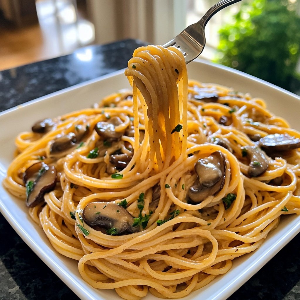 Spaghetti mit cremiger Pilzsauce