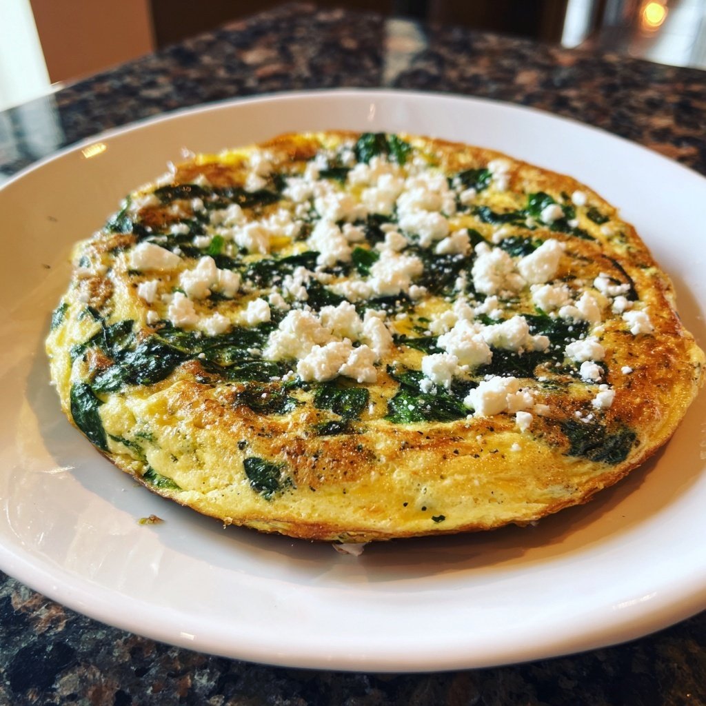 Kalorienarme Spinat Feta Omelette