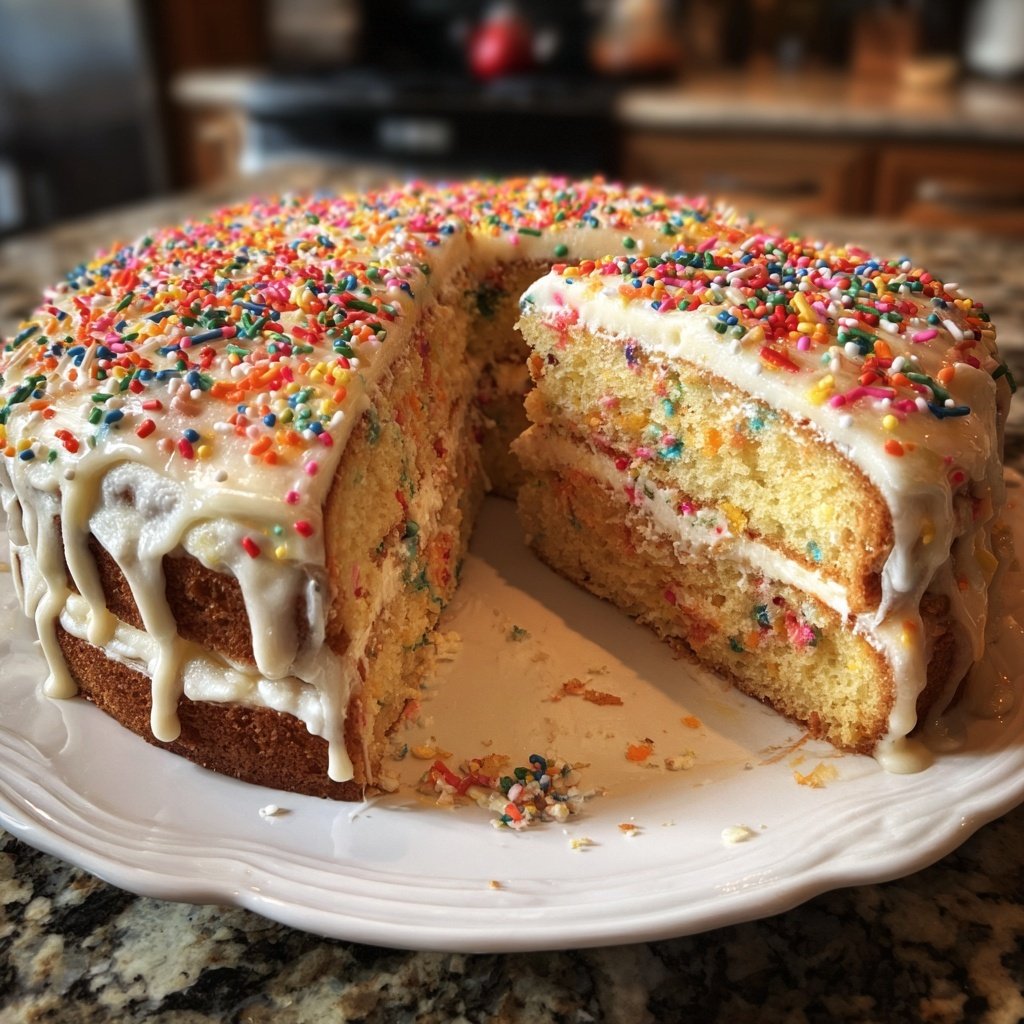 Geburtstagskuchen bunt mit Streuseln