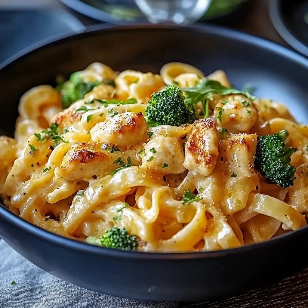 Cremige Hähnchen Brokkoli Pasta