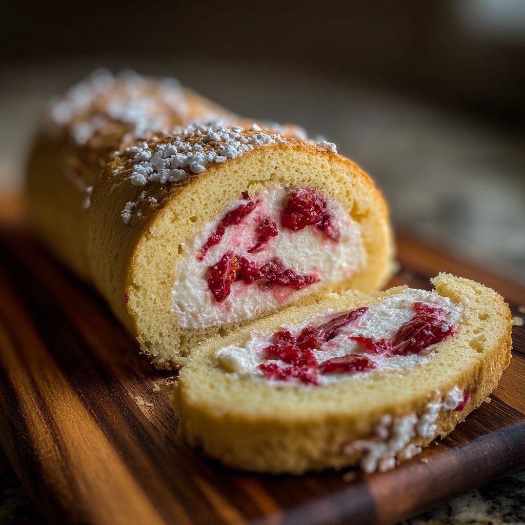 Erdbeer Biskuitrolle