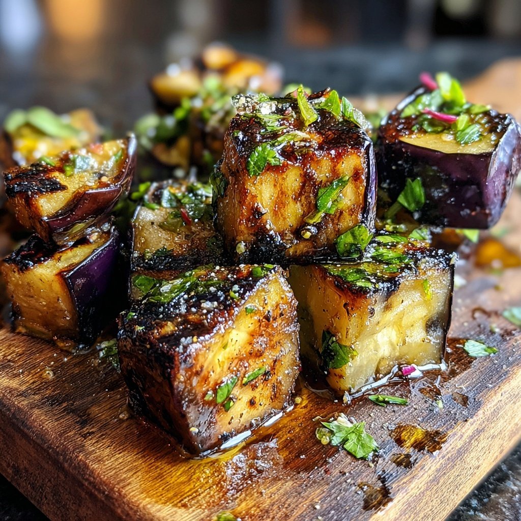 Gegrillte Auberginen Würfel